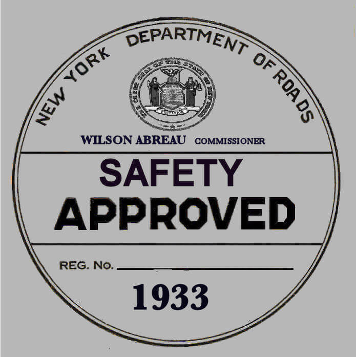 (image for) 1933 New York Safety Sticker